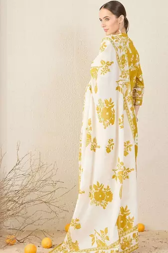 Floral Printed Straight Pure Cotton Kurta With Trousers & Dupatta