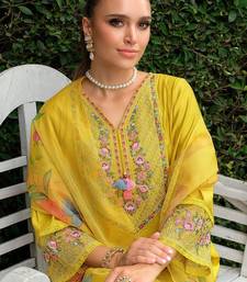 Floral Embroidered V-neck Thread Work Kurta With Trousers & Dupatta
