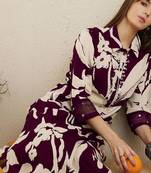 Women Shirt Coller Floral Printed Regular Sequinned Kurta with Trousers