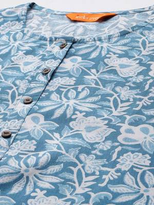 Floral Printed Pure Cotton Kurta with Trousers & Dupatta 2