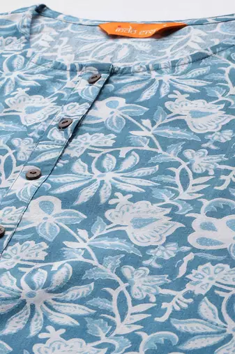 Floral Printed Pure Cotton Kurta with Trousers & Dupatta