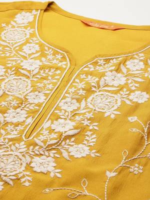 Floral Embroidered Sequinned Kurta With Trousers & Dupatta 3