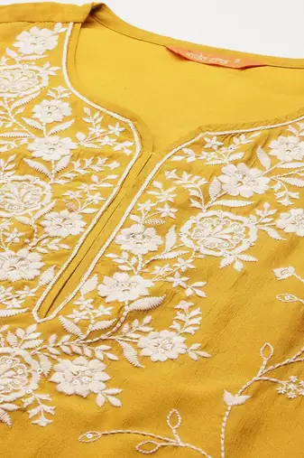 Floral Embroidered Sequinned Kurta With Trousers & Dupatta