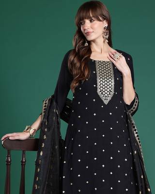 Ethnic Motifs Embroidered Kurta with Trousers & Dupatta 1