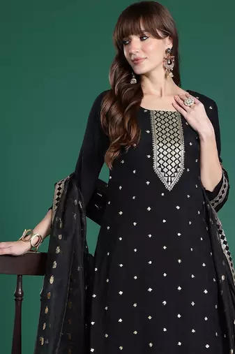 Ethnic Motifs Embroidered Kurta with Trousers & Dupatta