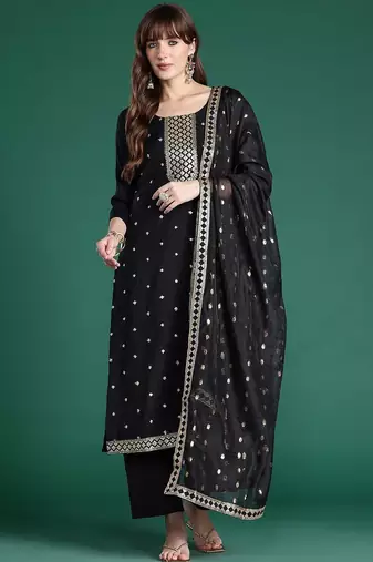 Ethnic Motifs Embroidered Kurta with Trousers & Dupatta