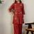 Floral Embroidered Mandarin Collar Thread Work Pure Cotton Kurta With Trousers