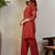Floral Embroidered Mandarin Collar Thread Work Pure Cotton Kurta With Trousers