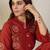Floral Embroidered Mandarin Collar Thread Work Pure Cotton Kurta With Trousers