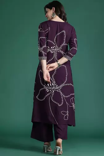 Floral Printed Sequinned Kurta with Palazzos