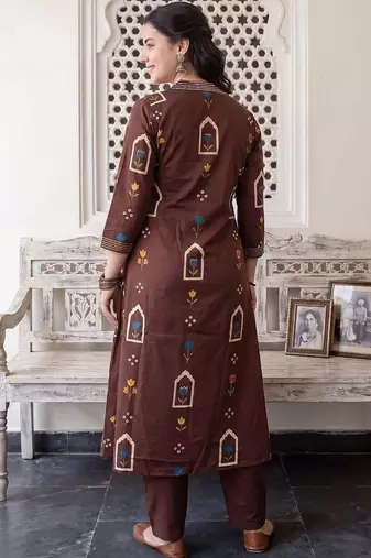 Women Floral Printed Regular Pure Cotton Kurta with Trousers & With Dupatta