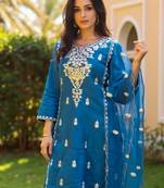 Women Ethnic Motifs Embroidered Thread Work Kurta with Trousers & Dupatta