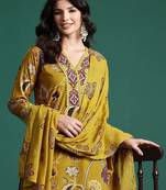 Ethnic Motifs Printed Sequinned Pure Cotton Kurta With Trousers & Dupatta