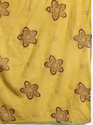 Ethnic Motifs Printed Sequinned Pure Cotton Kurta With Trousers & Dupatta 4