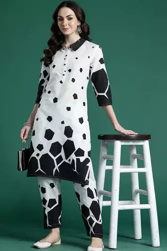 Women Printed Regular Pure Cotton Kurta with Trousers