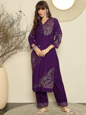 Women Ethnic Motifs Embroidered Regular Mirror Work Kurta with Palazzos 1