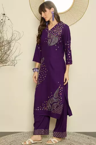 Women Ethnic Motifs Embroidered Regular Mirror Work Kurta with Palazzos