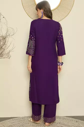 Women Ethnic Motifs Embroidered Regular Mirror Work Kurta with Palazzos