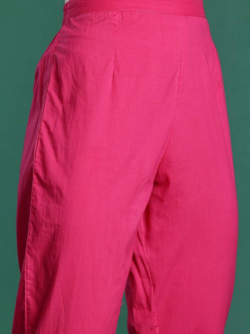 Floral Printed Pure Cotton Kurta with Trousers & Dupatta