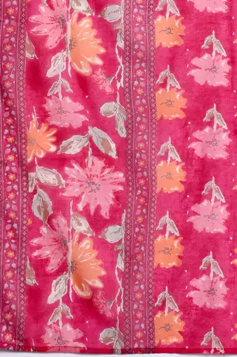 Floral Printed Pure Cotton Kurta with Trousers & Dupatta