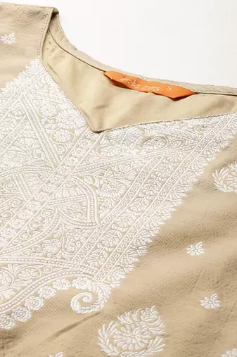 Woven Design Kurta With Trousers & Dupatta