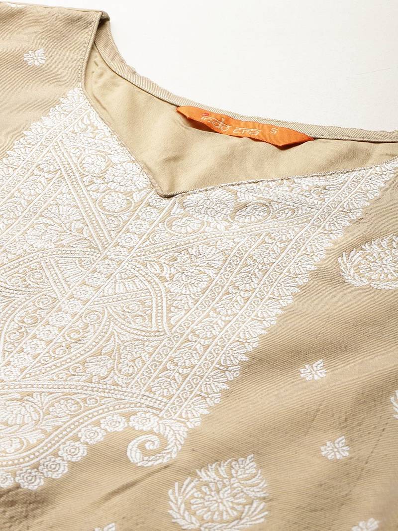 Woven Design Kurta With Trousers & Dupatta