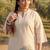 Plus Size Off White Embroidered A-Line Kurta Trousers Set