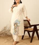 Plus Size Animal Printed Regular Pure Cotton Kurta with Palazzos