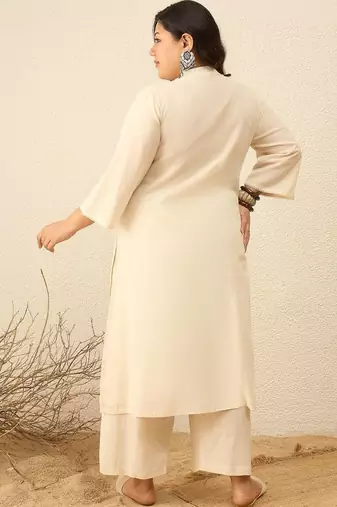 Plus Size Animal Printed Regular Pure Cotton Kurta with Palazzos
