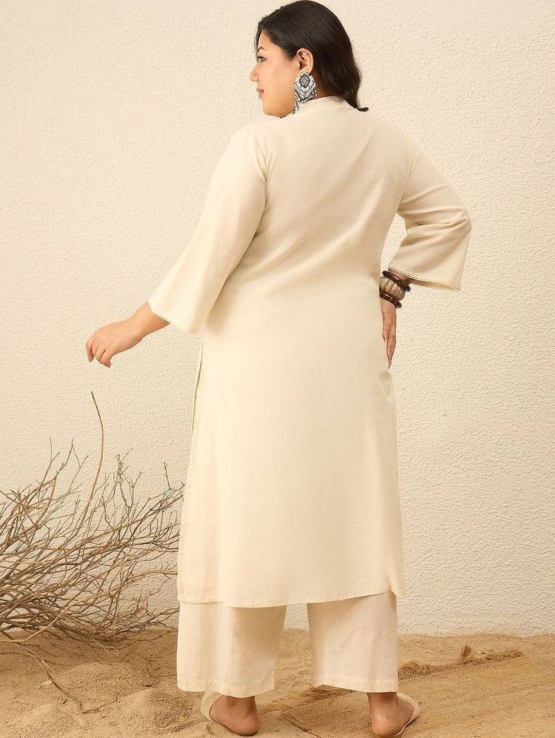 Plus Size Animal Printed Regular Pure Cotton Kurta with Palazzos