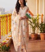 Women Floral Printed Regular Thread Work Pure Cotton Kurta with Trousers & With Dupatta