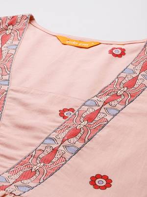Floral Printed Pleated Sequinned Pure Cotton Kurta with Trousers & With Dupatta 2
