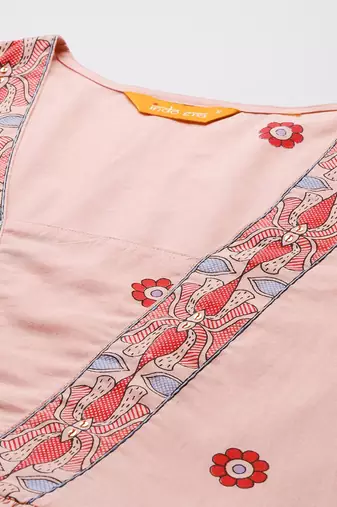 Floral Printed Pleated Sequinned Pure Cotton Kurta with Trousers & With Dupatta