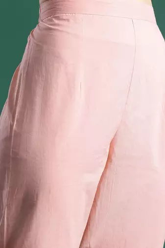 Floral Printed Pleated Sequinned Pure Cotton Kurta with Trousers & With Dupatta