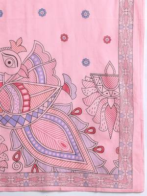 Floral Printed Pleated Sequinned Pure Cotton Kurta with Trousers & With Dupatta 4