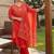 Plus Size Rust Printed Straight Kurta Trousers With Dupatta Set