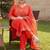 Plus Size Rust Printed Straight Kurta Trousers With Dupatta Set