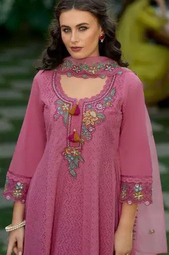 Women Ethnic Motifs Panelled Thread Work Pure Cotton Kurta with Trousers & With Dupatta