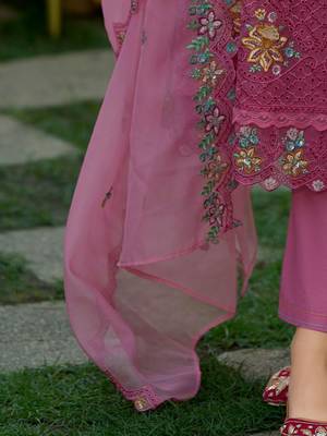 Women Ethnic Motifs Panelled Thread Work Pure Cotton Kurta with Trousers & With Dupatta 3