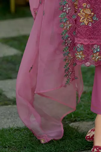 Women Ethnic Motifs Panelled Thread Work Pure Cotton Kurta with Trousers & With Dupatta