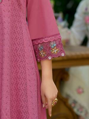 Women Ethnic Motifs Panelled Thread Work Pure Cotton Kurta with Trousers & With Dupatta 4