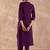 Floral Embroidered Mandarin Collar Thread Work Straight Kurta With Trousers