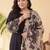 Plus Size Black Embroidered Straight Kurta Trousers With Dupatta Set