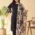 Plus Size Black Embroidered Straight Kurta Trousers With Dupatta Set