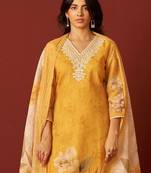 Women Floral Embroidered Cotton Kurta with Trousers & Dupatta
