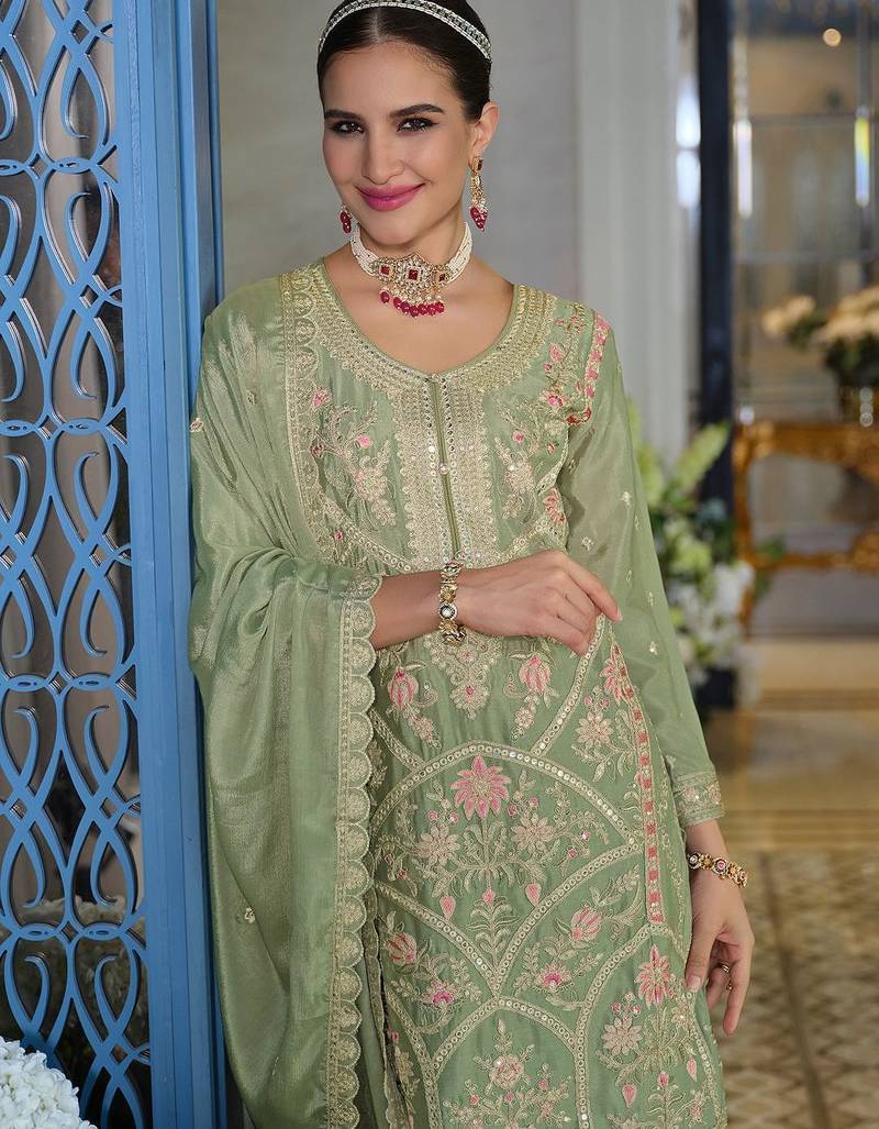 Women Ethnic Motifs Embroidered Sequinned Kurta with Trousers & Dupatta