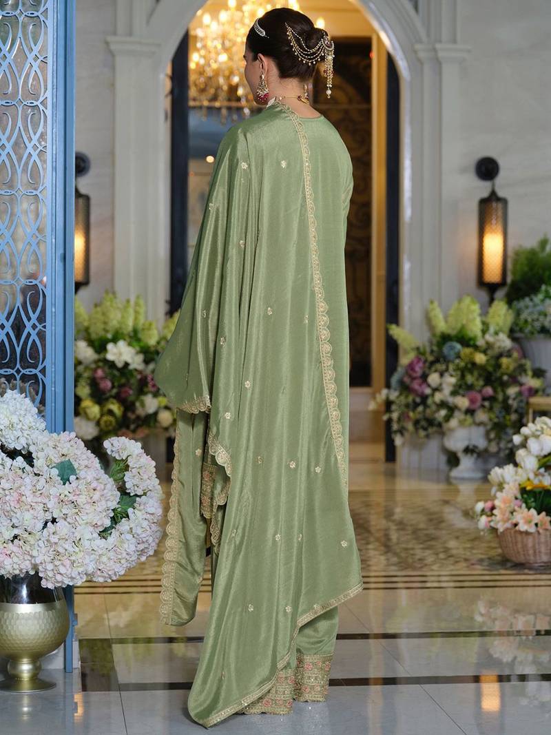 Women Ethnic Motifs Embroidered Sequinned Kurta with Trousers & Dupatta