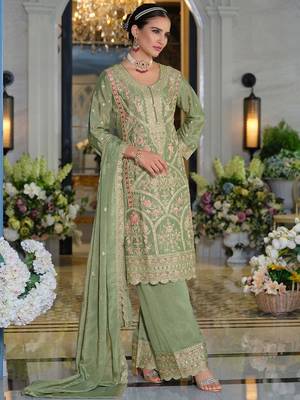 Women Ethnic Motifs Embroidered Sequinned Kurta with Trousers & Dupatta 6