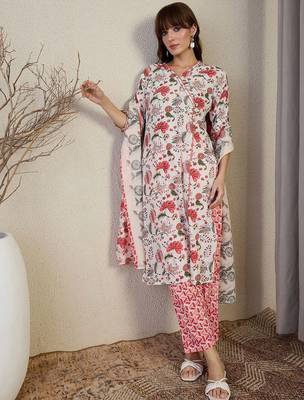 Women Floral Printed Cotton Kurta with Trousers & Dupatta 5
