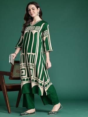 Women Printed Beads and Stones Kurta with Palazzos 1